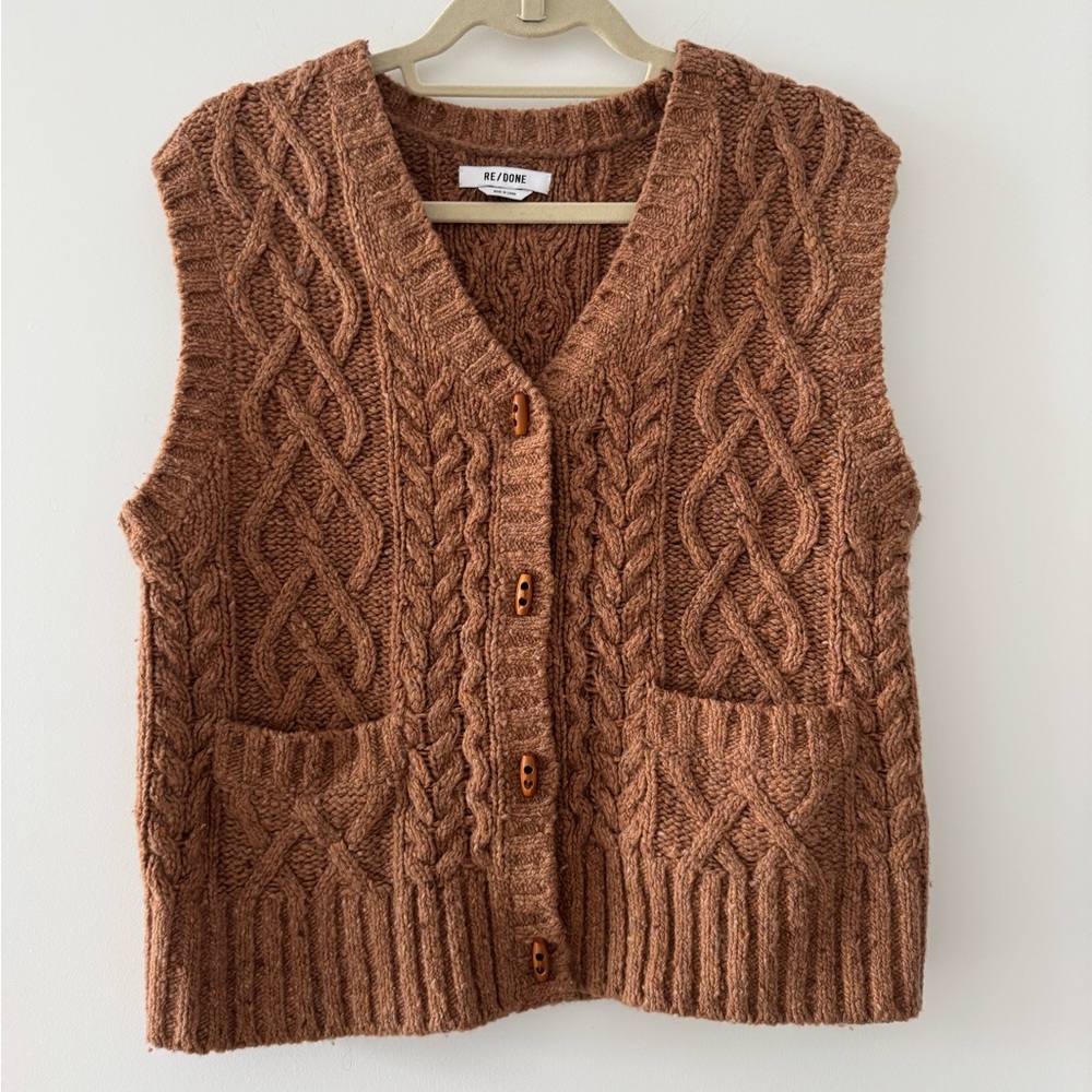 RE/DONE 50s Donegal cable-knit wool-blend vest